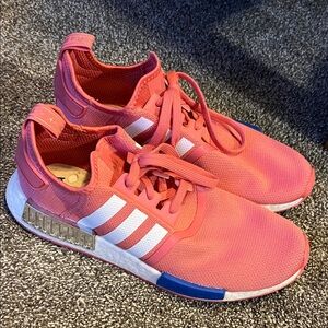 Adidas Coral Sneakers with White and Blue Accents